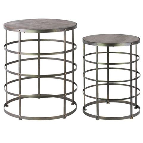 Metal Round Nesting Accent Table With Wooden Top, Round Leg And Base ... intended for The Art of Styling Nesting Accent Tables with Rustic Flair