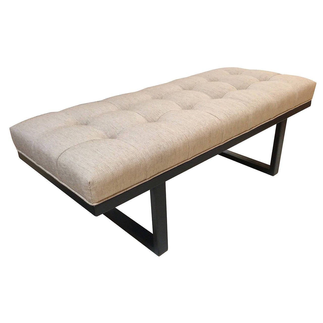 Mid-Century Modern Bench, Button Tufted With Solid Walnut Frame At 1Stdibs regarding Understanding the Craftsmanship of Mid-Century Walnut Benches