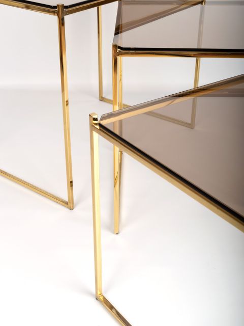 Mid Century Modern Gold Plated Nesting Side Tables | House Of Soraya intended for Elevate Your Living Space with White and Gold Nesting Tables
