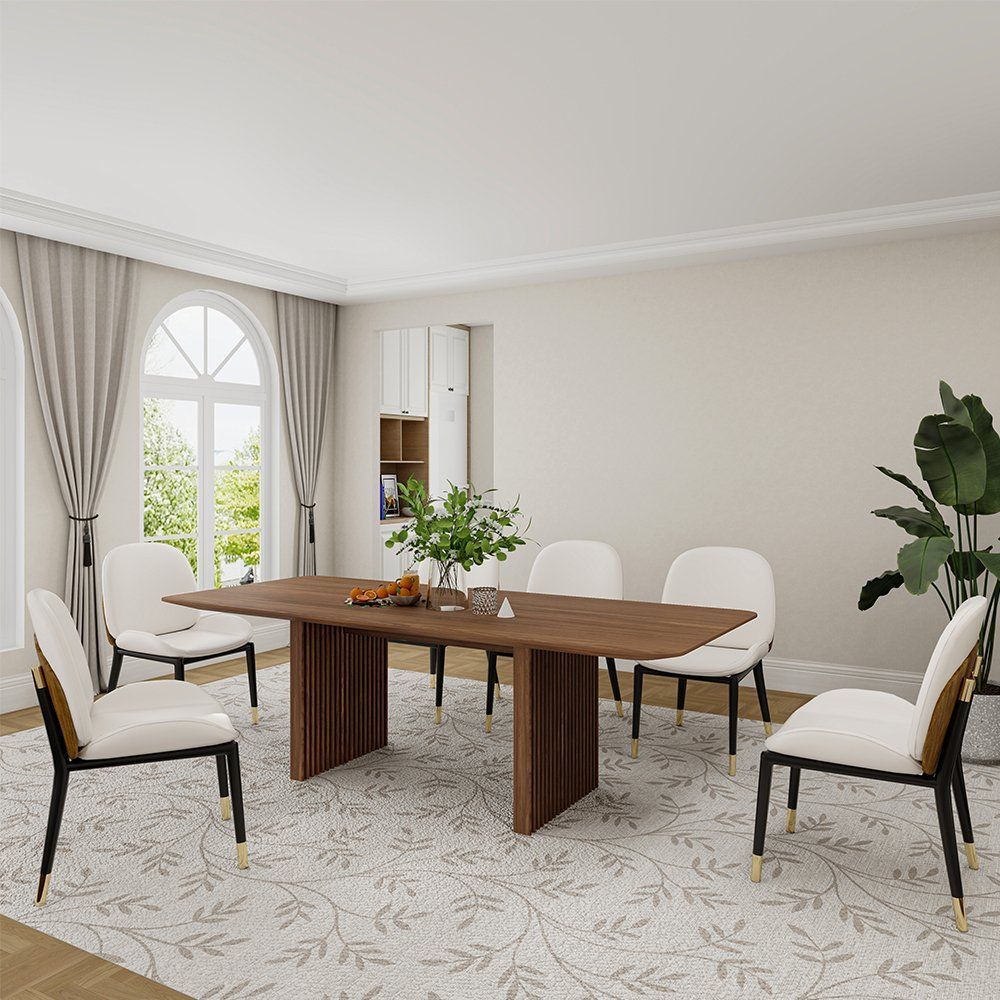 Mid Century Modern Rectangular Walnut Wood Dining Table With Fence ... with Mid Century Rectangular Dining Table Walnut