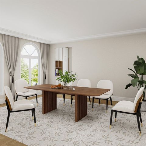 Mid Century Modern Rectangular Walnut Wood Dining Table With Fence ... with Mid Century Rectangular Dining Table Walnut