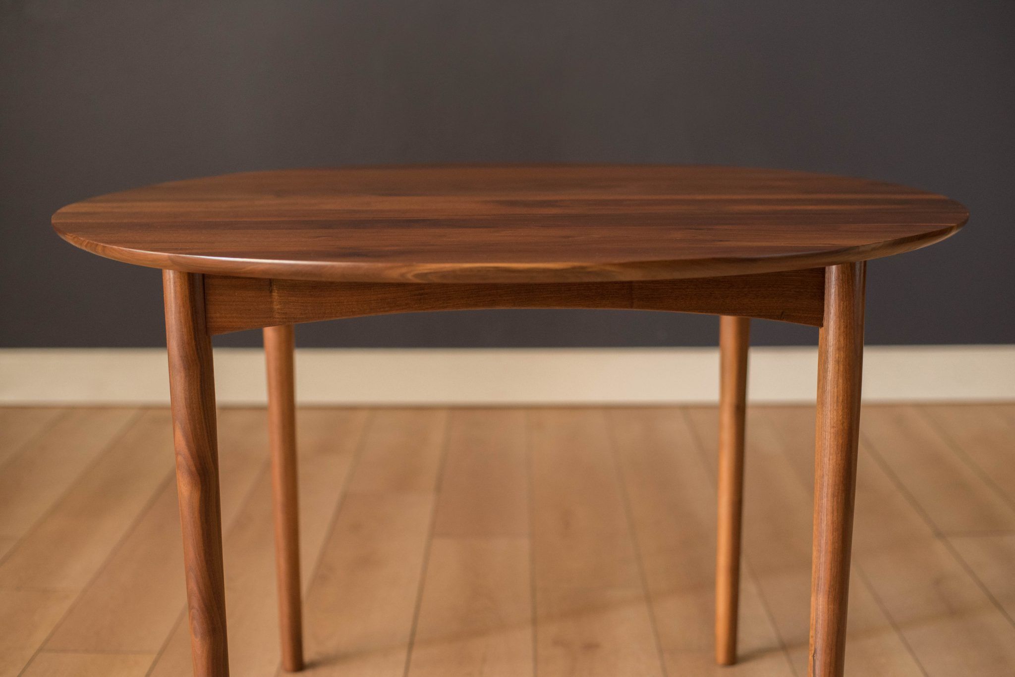 Mid-Century Modern Solid Walnut Round Extension Dining Table - Mid ... pertaining to Mid Century Dining Table With Round Edges