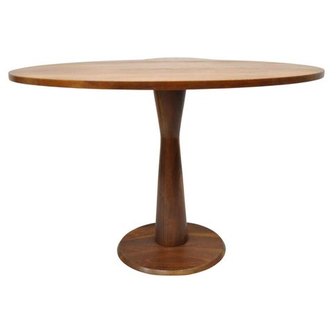 Mid-Century Modern Walnut Round Dining Table With Hourglass Pedestal ... throughout Round Dining Table With Pedestal Base