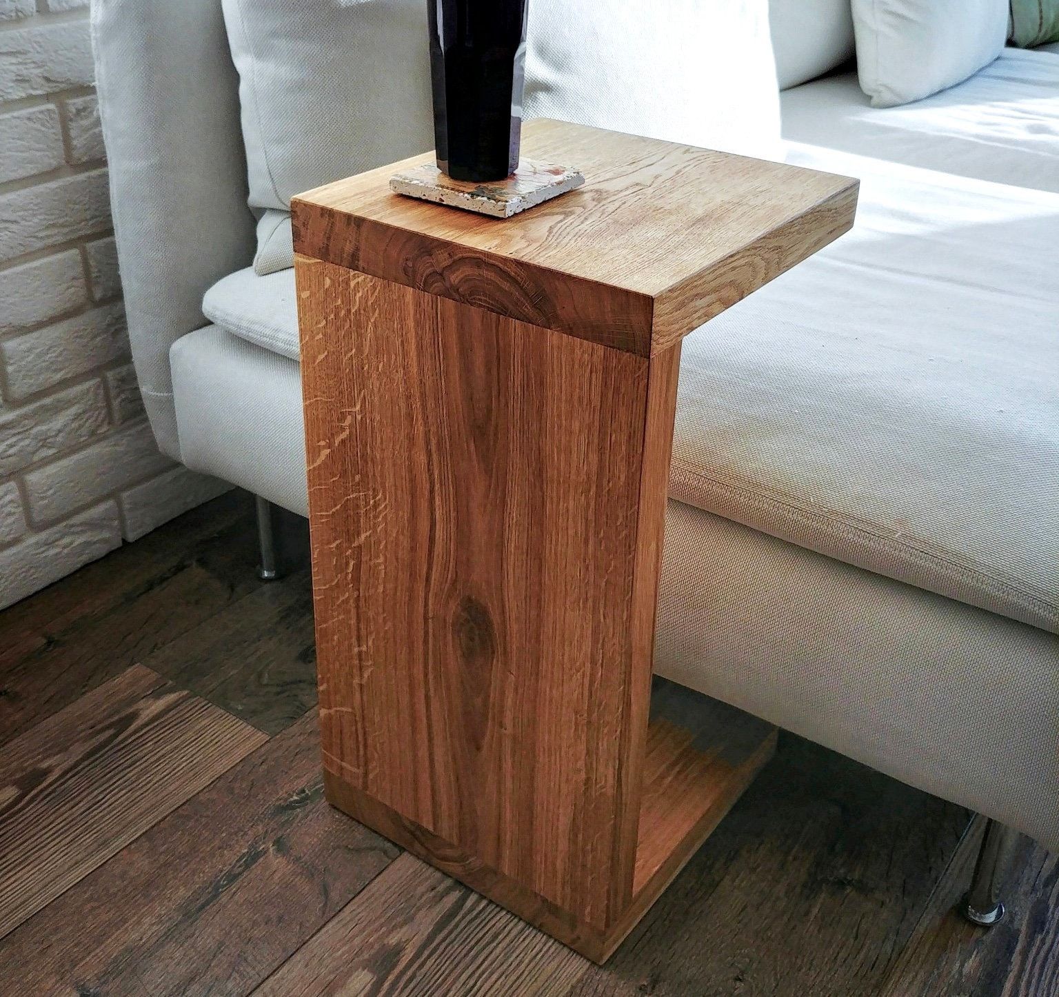 Milaau Oak Side Table Moho C Shaped End Table - Etsy pertaining to Gewnee Sidetable/Coffee Table/End Table/C, Oak