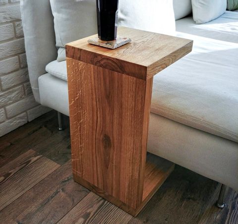 Milaau Oak Side Table Moho C Shaped End Table - Etsy pertaining to Gewnee Sidetable/Coffee Table/End Table/C, Oak