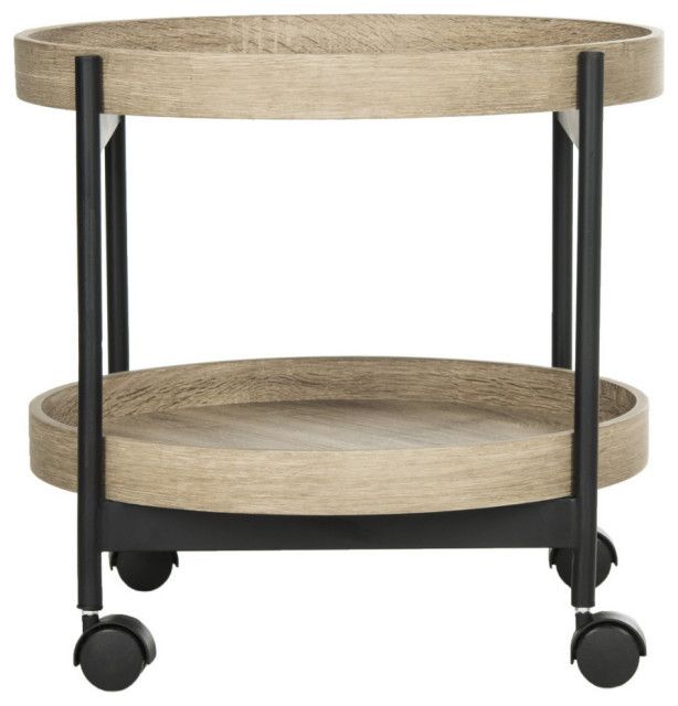 Misha Retro Mid Century Wood End Table, Light Oak/Black - Industrial ... pertaining to Marsha Retro Mid Century Wood Stacking End Table Light Oak/Black