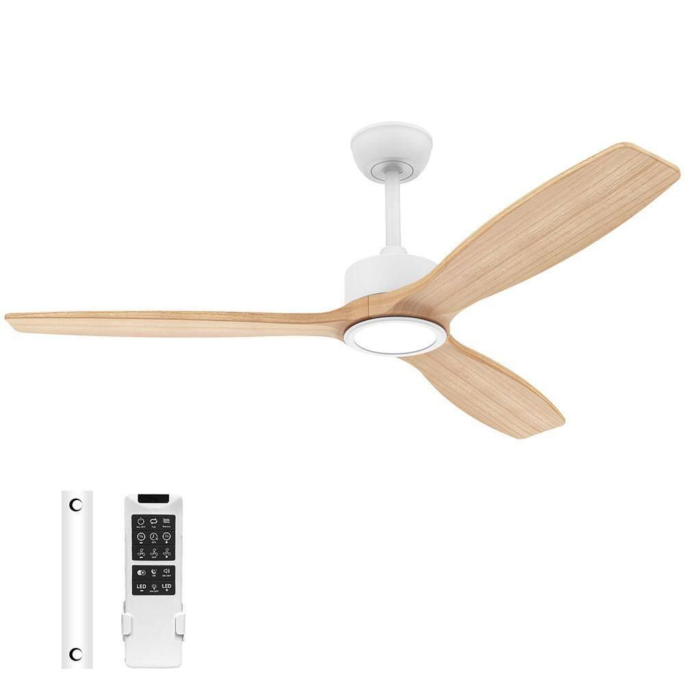 Mjhh 52 In. Modern Wood Indoor/Outdoor Natural Wood Ceiling Fan, Quiet ... with regard to Modern Outdoor Ceiling Fan Quiet Operation