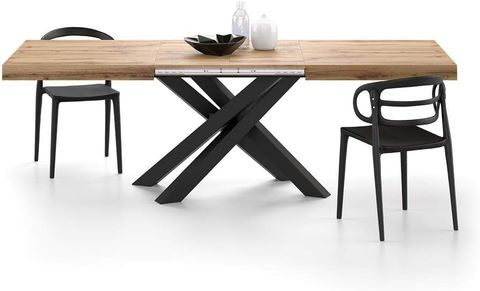 Mobili Fiver, Extendable Table With Crossed Iron Legs Emma, Rustic Wood ... for Understanding the Appeal of Rustic Dining Tables with Metal Cross Legs