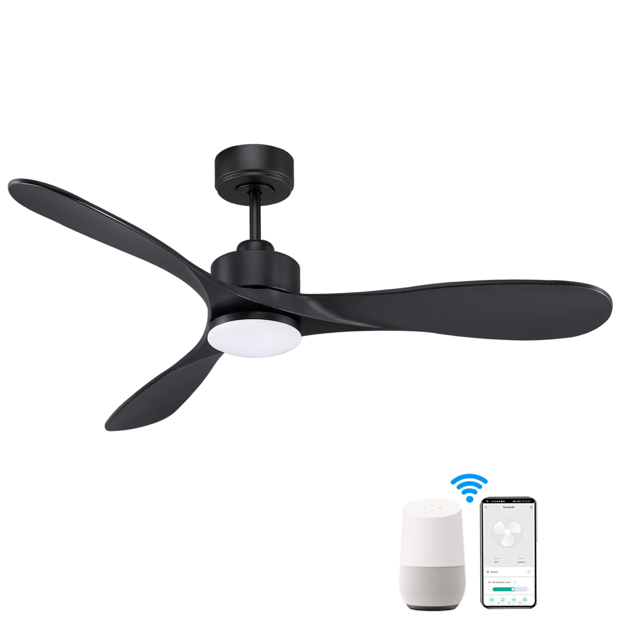 Modern Black Smart Ceiling Fan With Lights Remote, 4”&amp;10” Rod, 52 ... throughout Understanding the Evolution of Matte Black Outdoor Fan Design Trends