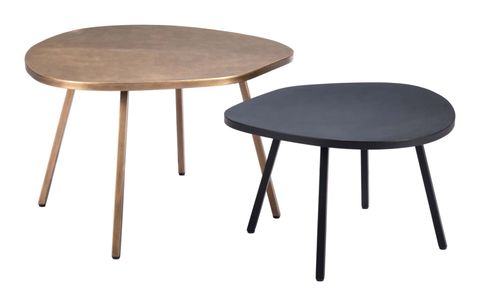 Modern Brass & Black Coffee Table Set (2-Piece) - Cave Supplies for Koper Coffee Table Set (2-Piece) Black