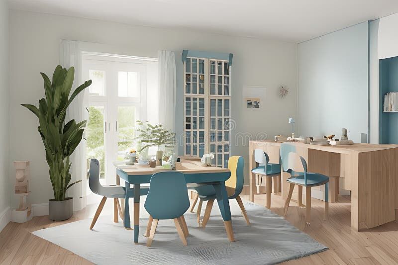 Modern Clean Contemporary Nile Blue Kitchen, Minimalist Interior Design ... with Less is more: how modern dining tables transform small kitchen spaces