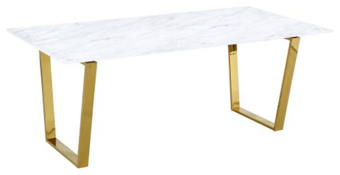 Modern Dining Table, Gold Metal Legs With Rectangular Marble Top, White ... intended for How to choose the perfect marble dining table with gold frame for your home