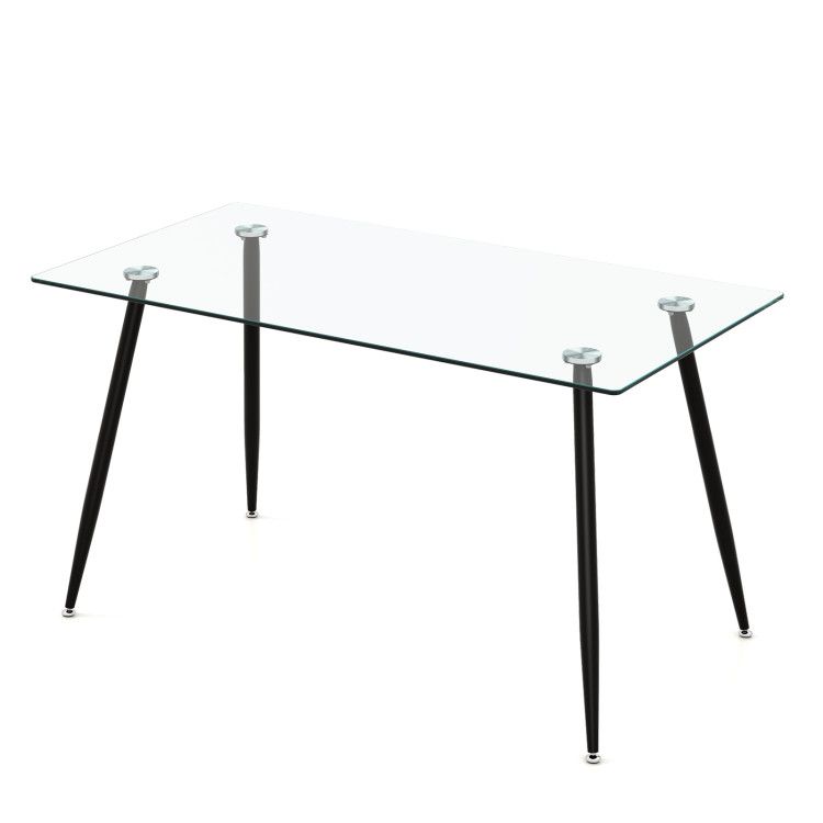 Modern Glass Rectangular Dining Table With Metal Legs - Costway within Understanding the durability factors of glass dining tables with metal legs