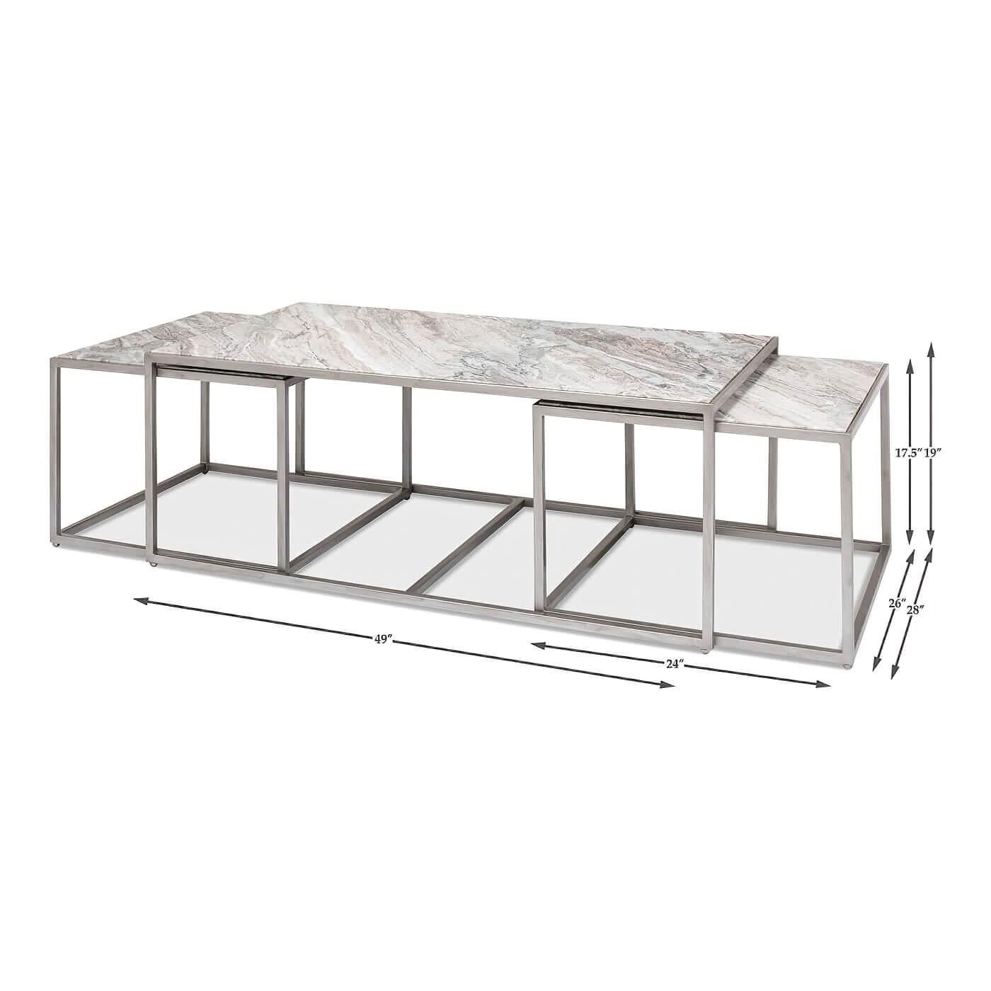 Modern Marble 3 Piece Coffee Table For Sale At 1Stdibs | 3 Piece Coffee ... intended for How a White Marble and Matte Gold Coffee Table Can Transform Your Living Space