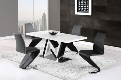 Modern Monochrome Dining Table And Side Leather Chairs Charlotte North ... within Modern Dining Table And Chair Set Online