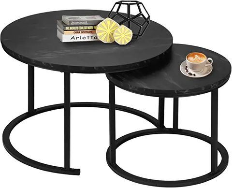 Modern Nesting Coffee Tables within Modern Nesting Coffee Table Set With Decorative Line Detailing And Mdf Top, Black