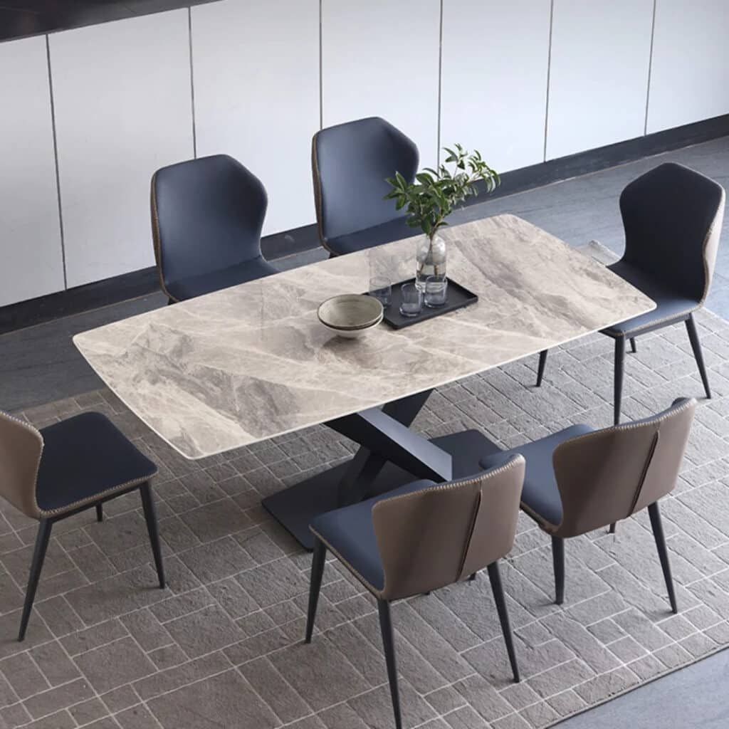Modern Rectangular Extendable Dining Table With Marble Veneer Top - Oveee with regard to Maximizing space with rectangular extendable dining tables in small homes