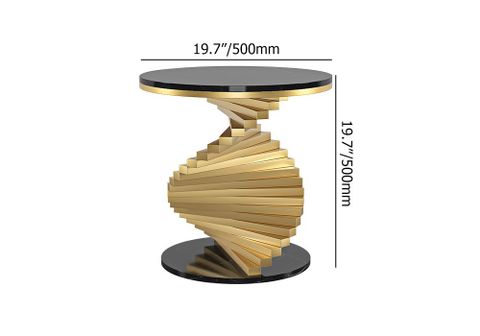 Modern Round Metal Black Gold Side Table With Marble Tabletop End Table ... inside Gdf Studio 2-Piece Modern Round Metal Hollow Side Tables With Golden Finish