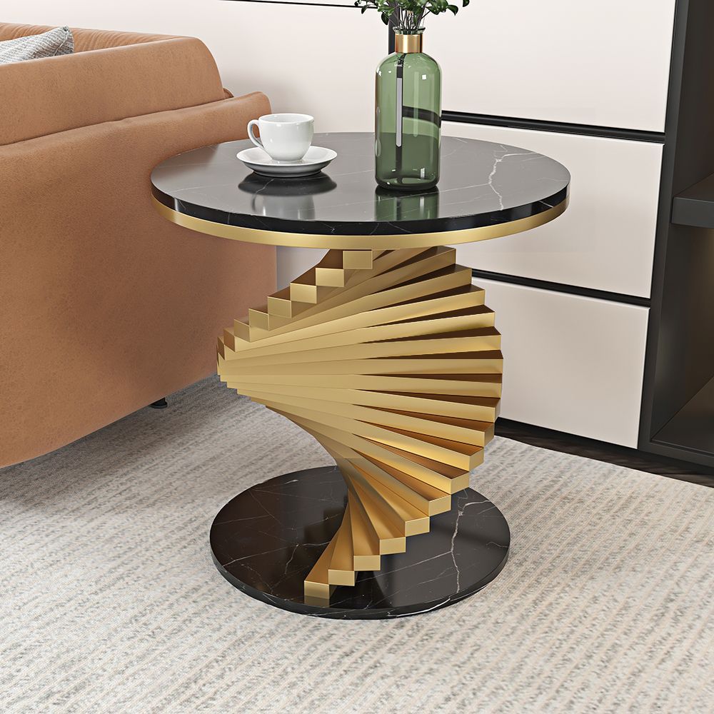 Modern Round Metal Black Gold Side Table With Marble Tabletop End Table ... within Beyond Aesthetics Exploring the Craftsmanship of GDF Studio Side Tables