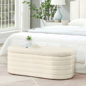 Modern Storage Benches,Cream Upholstered Boucle Teddy Fabric End Of Bed ... in Styling Your Space Adding a Touch of Elegance with a Cream Boucle Bench