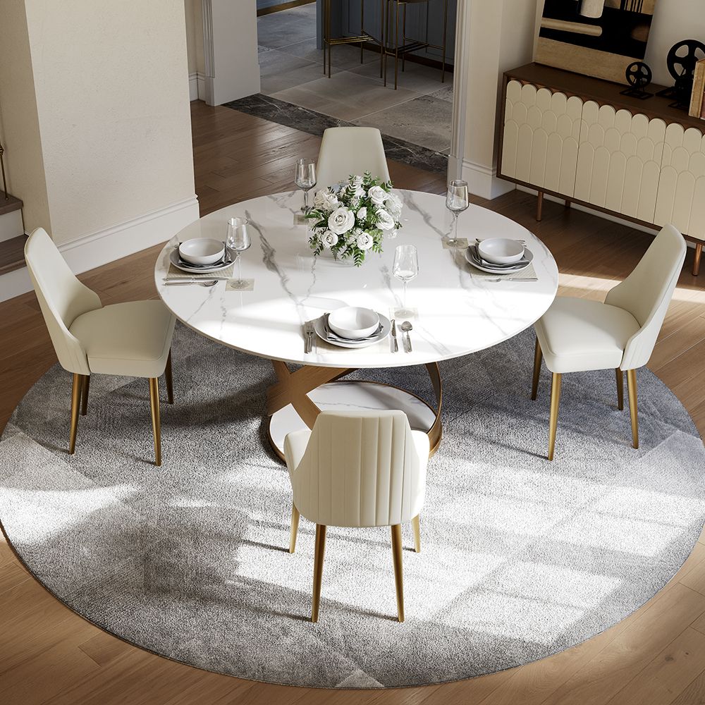 Modern White Round Dining Table With X Carbon Base - Free Shipping ... inside Designer look dining tables without the premium price tag and free home delivery