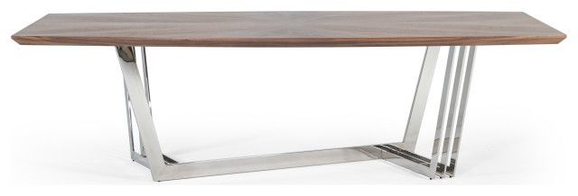 Modrest Gilroy Modern Walnut And Stainless Steel Dining Table ... inside Elevate Your Dining Space The Modrest Naomi Walnut Table Explained