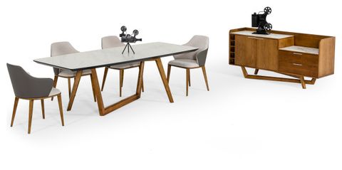 Modrest James Contemporary Walnut And White Dining Table - Contemporary ... inside Modrest James Contemporary Walnut And White Dining Table