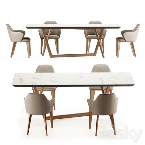 Modrest James - Contemporary Walnut & White Dining Table - Table ... pertaining to Elevate Your Dining Space With the Modrest James Contemporary Table