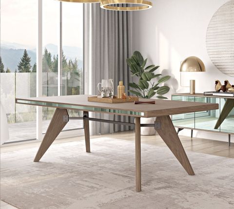 Modrest Kennedy Modern Walnut Dining Table - Midcentury - Dining Tables ... pertaining to Modrest Naomi Modern Walnut Dining Table