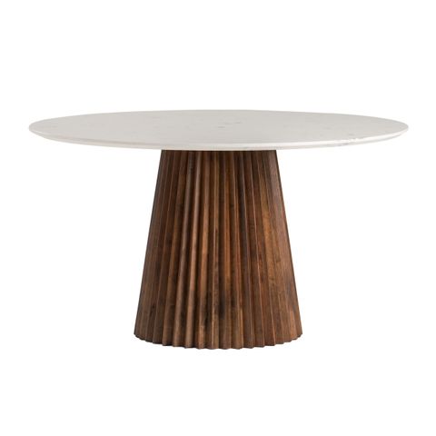 Modrest Nancy - Mid-Century Modern White Marble + Walnut Round Dining Table | Round Dining Table ... regarding A Closer Look at the Modrest Nancy Round Dining Table Design