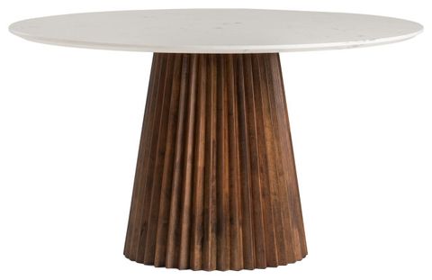 Modrest Nancy Mid-Century Modern White Marble + Walnut Round Dining Table - Transitional ... inside A Closer Look at the Modrest Nancy Round Dining Table Design