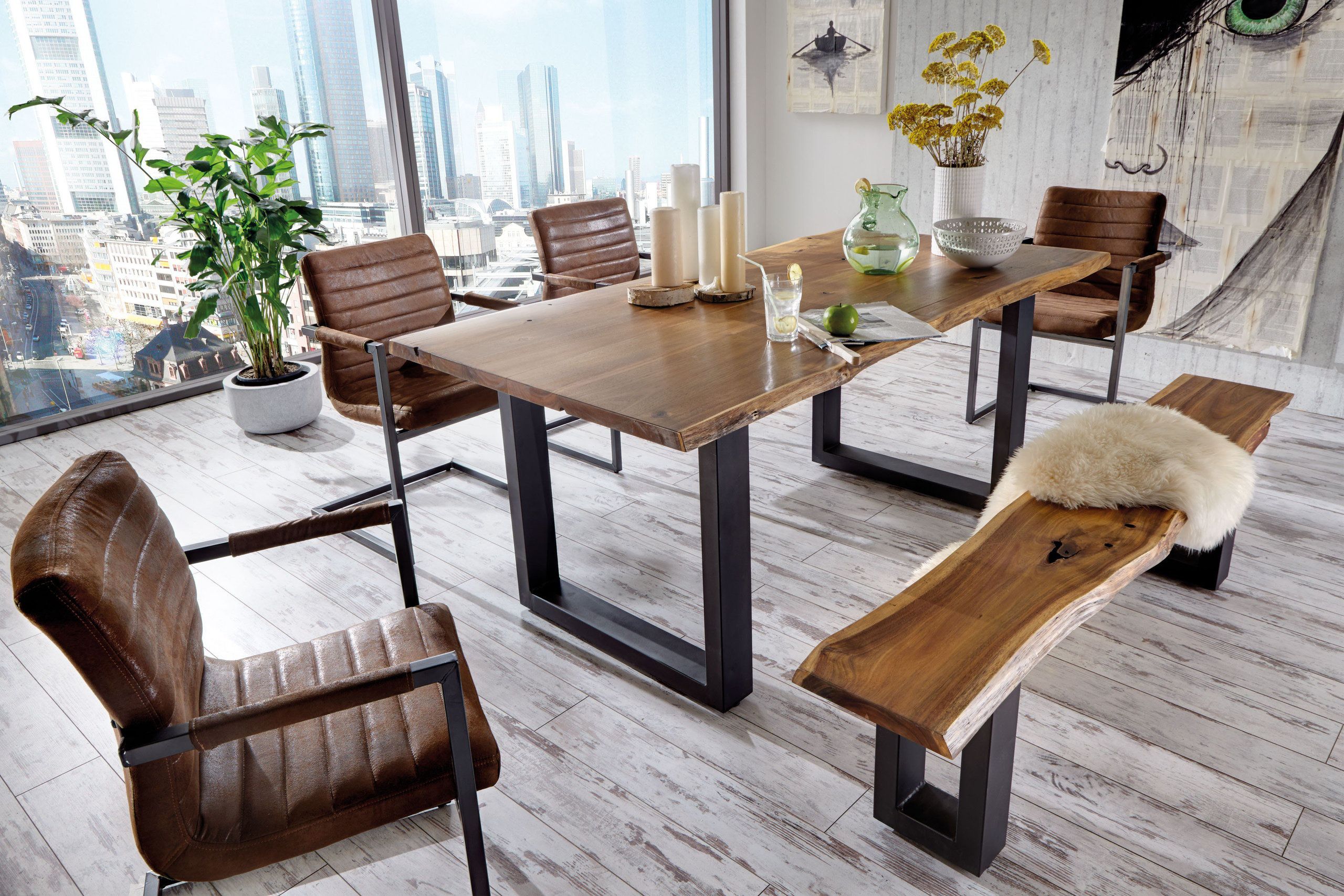 Modrest Taylor X-Large Live Edge Wood Dining Table - Industrial ... inside Modrest Taylor Large Modern Live Edge Wood Dining Table