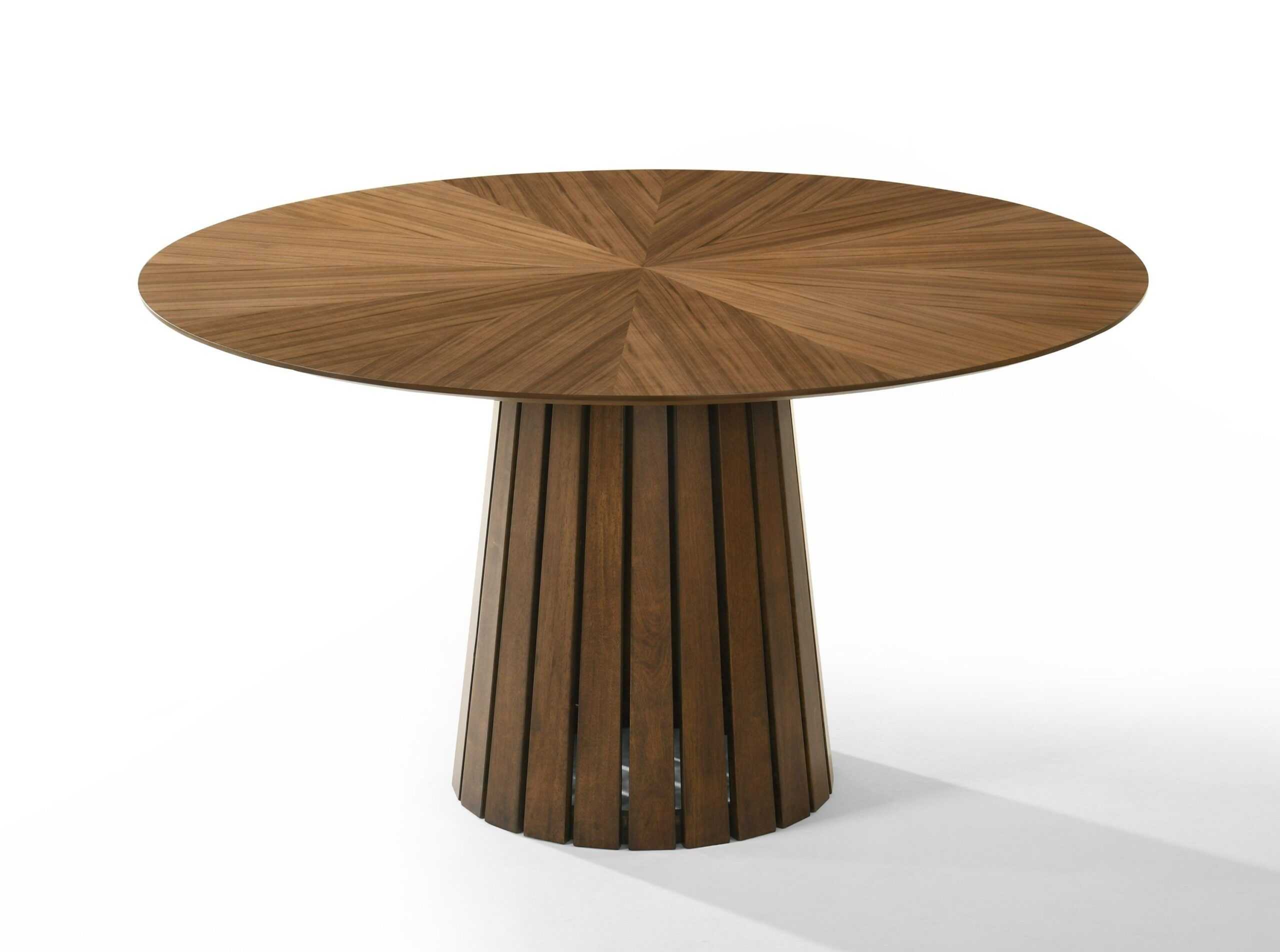 Modrest Weiss - Mid-Century Modern Walnut Round Dining Table - Home Plus Designs inside Modrest Nancy Mid-Century Modern White Marble + Walnut Round Dining Table