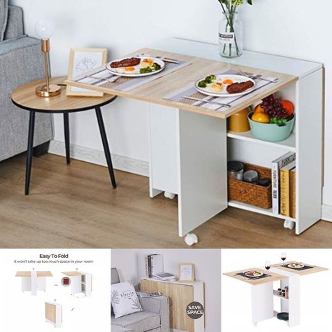 Modular Folding Dining Table | Dining Table Small Space, Compact Dining ... for Space Efficient Dining Table With Fold Sides
