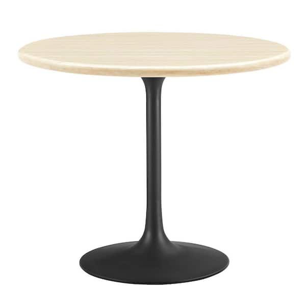 Modway Lippa In Black Travertine Wood 36 In. Pedestal Round Artificial ... throughout Unveiling the Modway Lippa 36-Inch Round Dining Table Aesthetic