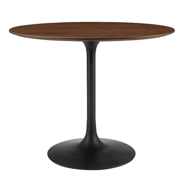 Modway Lippa Round Modern Black Walnut Wood Grain 36 In. Pedestal ... pertaining to Unveiling the Modway Lippa 36-Inch Round Dining Table Aesthetic