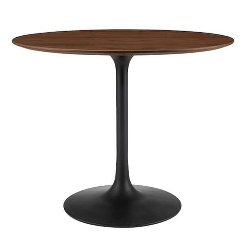 Modway Lippa Round Modern Black Walnut Wood Grain 36 In. Pedestal ... pertaining to Unveiling the Modway Lippa 36-Inch Round Dining Table Aesthetic