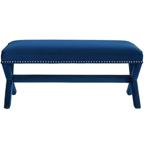 Modway Rivet Sea Blue Upholstered Velvet Bench Eei-3067-Sea - The Home Depot pertaining to Rove Velvet Bench, Sea Blue