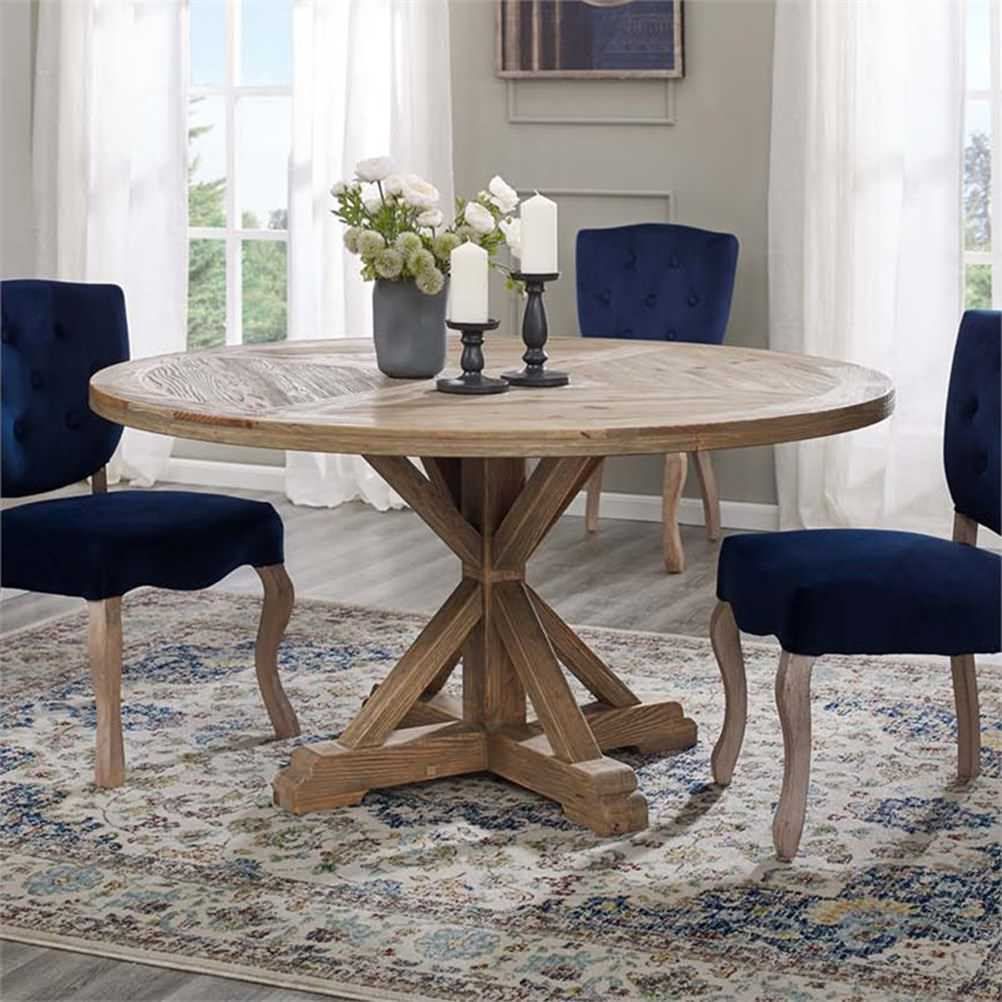 Modway Stitch 59&quot; Round Modern Pine Wood Dining Table In Brown, 59 ... for Creating Cozy Gatherings Around the Modway Stitch 59&quot; Round Table