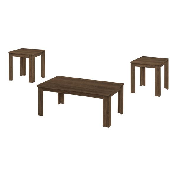 Monarch Specialties Dark Walnut Composite Wood Contemporary Accent ... inside Dark Taupe Table Set, 3 Piece Set
