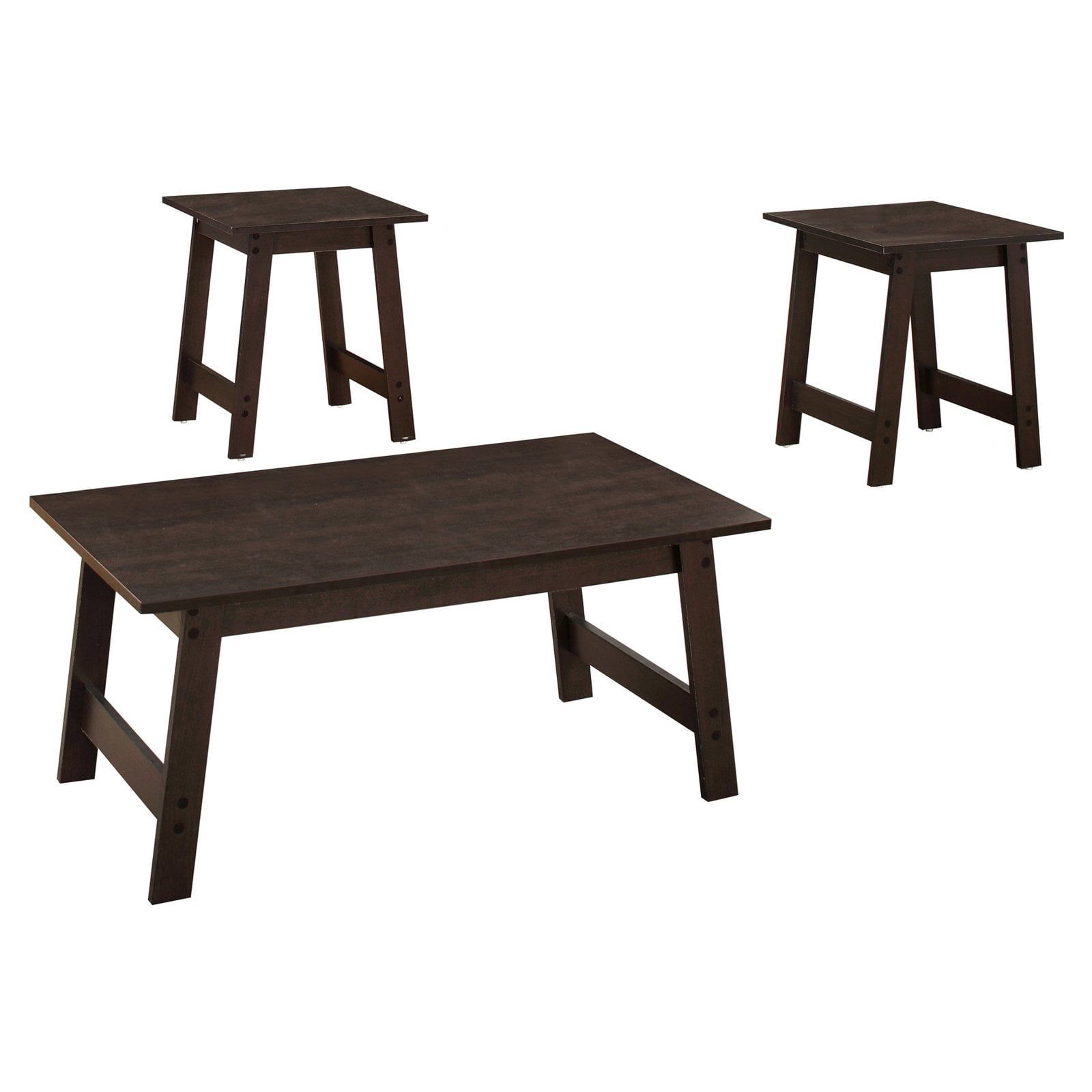 Monarch Specialties I 7930P 3 Piece Cappuccino Table Set - Walmart.com regarding Cappuccino Table Set, 3 Piece Set