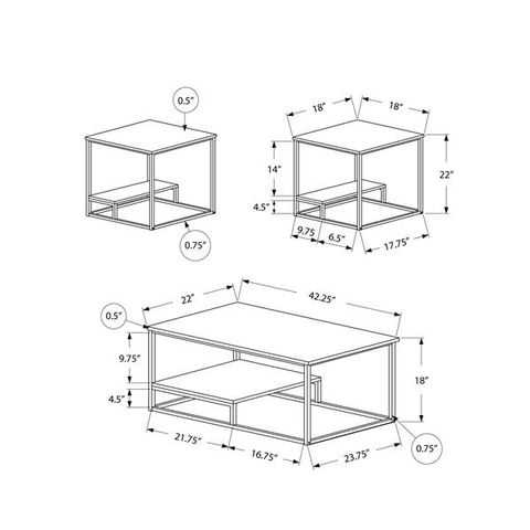 Monarch Specialties Monarch Metal Table Set - 3 Pieces - Dark Taupe ... regarding Dark Taupe Table Set, 3 Piece Set