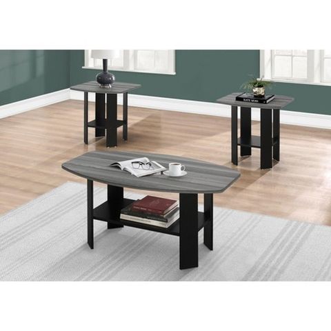 Monarch Specialties Table Set 3Pcs Set Coffee End Side Accent Living ... intended for Elevate Your Space How a 3-Piece Grey Laminate Table Set Can Transform Your Living Room