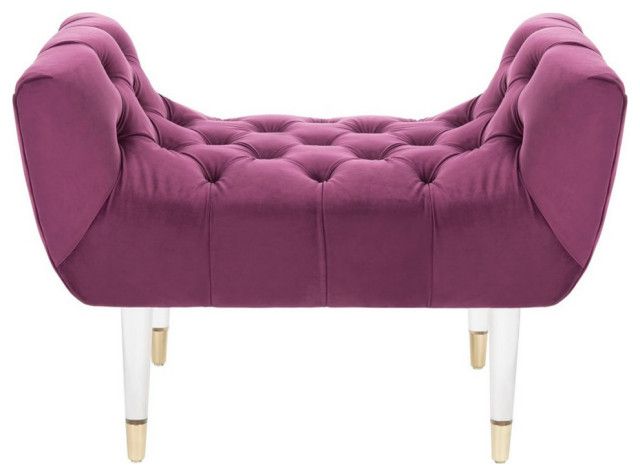 Monica Tufted Velvet Acrylic Bench Plum - Contemporary - Upholstered Benches - By V.s.d ... for 45&quot; Plum And Purple Upholstered Velvet Bench