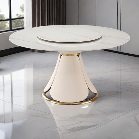 Montary 59'' Round Dining Table, Modern Turntable Marble Dining Table ... with regard to Exploring the history and appeal of the classic round marble dining table with gold rim