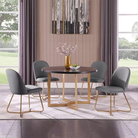 Morden Fort Classic 5-Piece Dining Room Set Black Wood Top Table Set ... with regard to Black Gray Top Table Set 3 Piece Set