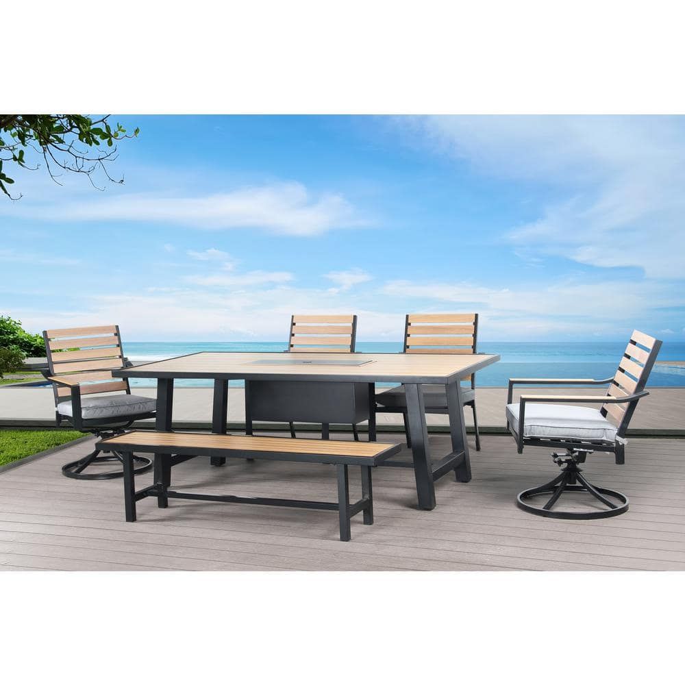 Muse &amp; Lounge Benton Black 6-Piece Metal Rectangle Outdoor Dining Set ... in Unpacking the Elegance What Makes the Muse Rectangular Dining Table Unique