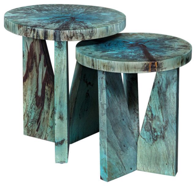 Nadette Natural Nesting Tables - Farmhouse - Coffee Table Sets - By ... pertaining to Maximizing Your Space with the Uttermost Nadette Blue Nesting Tables S/2