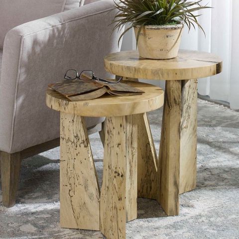 Nadette Natural Nesting Tables, Set Of 2 regarding Nadette Natural Nesting Tables, S/2"