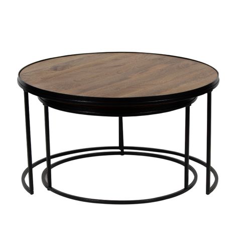 Nested Mango Wood Top Metal Base Set Of 2 Tables pertaining to How to Style Your Room with a Set of Two Nesting Tables